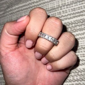 Emerald Shaped Eternity Band